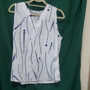 Shein Stylish White and Blue Women's Top Size XL